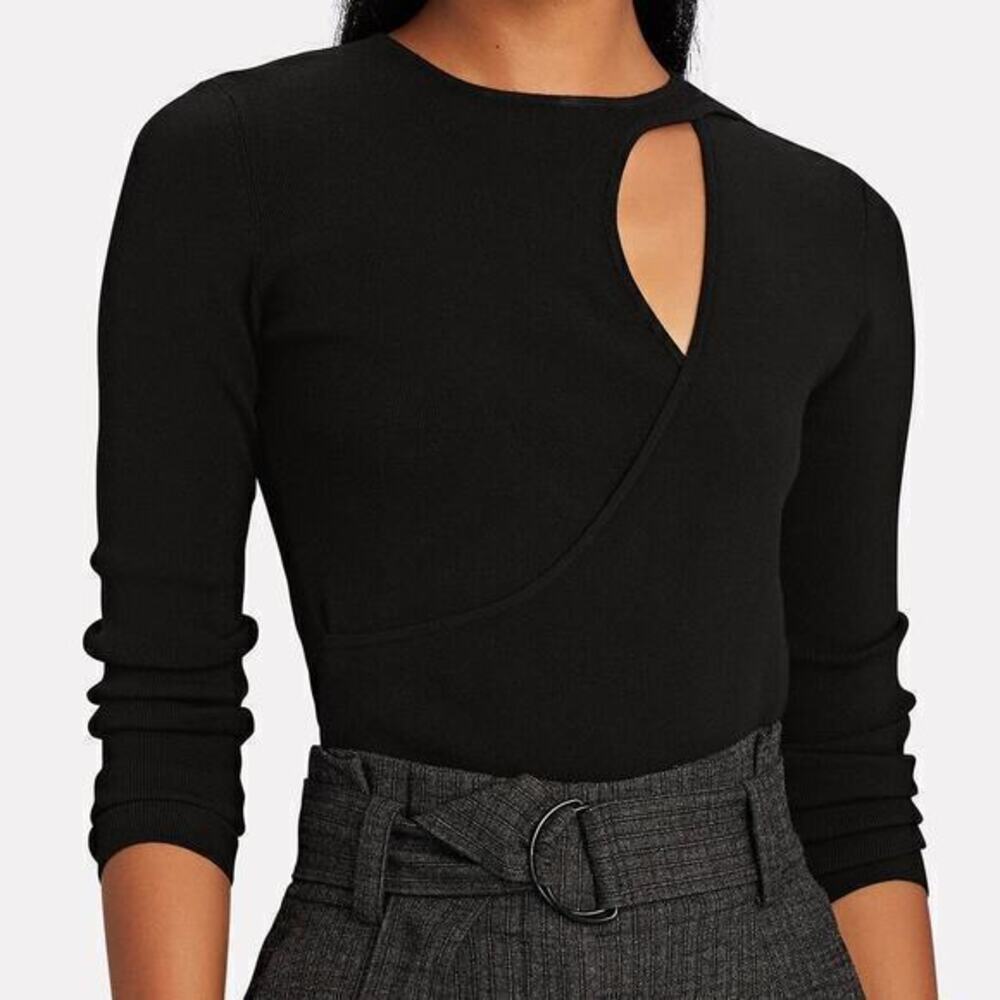 A.L.C. Priya Black Cut-Out Women's Long-Sleeve Knit Top